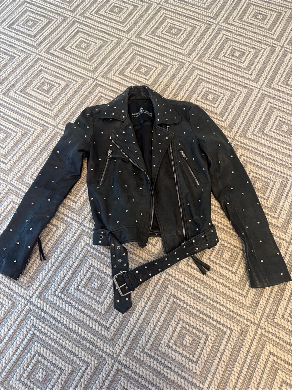 10 Crosby Derek Lam Black Studded Leather Moto Jacket